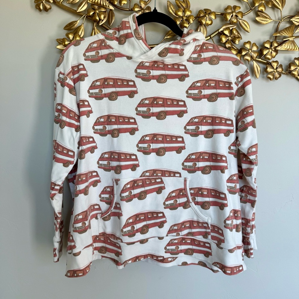kate quinn White Hoodie with Rust Van Print